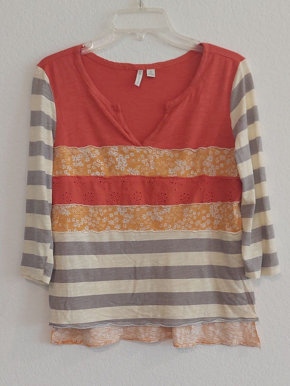 CATO Striped Mixed-Print Jersey Knit Top NWOT